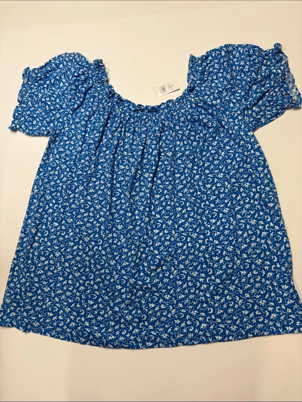 Loft Outlet Blue Floral Off-Shoulder Women's Blouse size Large NEW